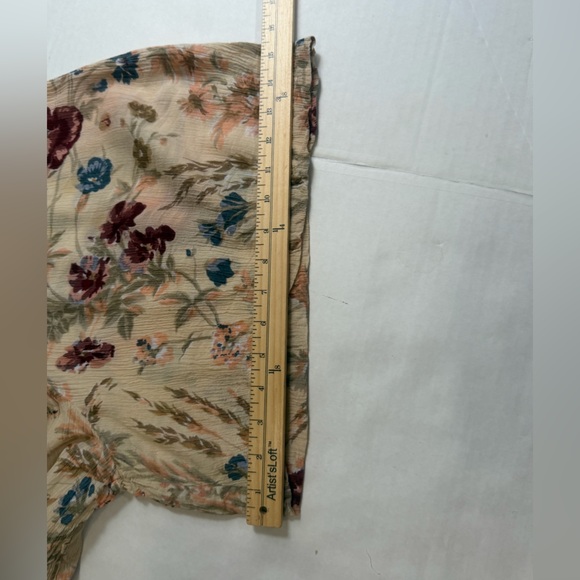 Earthbound Floral Boho Romper Puff Sleeve Button Front Women M - Picture 8 of 11